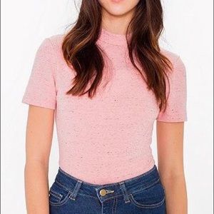 American Apparel ponte mock neck in baby pink